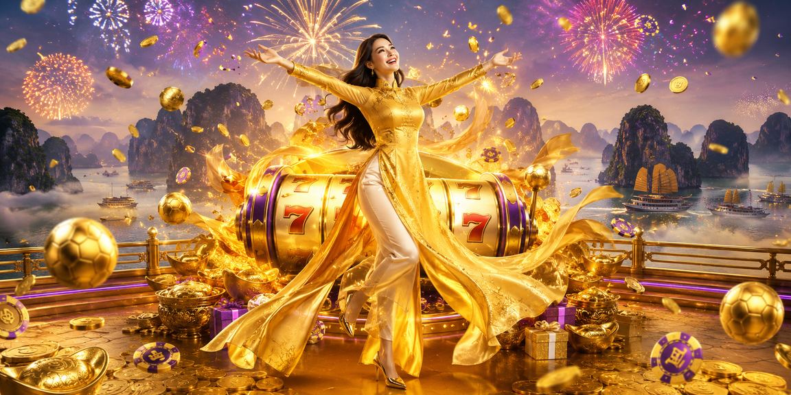 Người chơi slots trong trang phục áo dài tại Hạ Long Bay, trải nghiệm giải trí casino trực tuyến